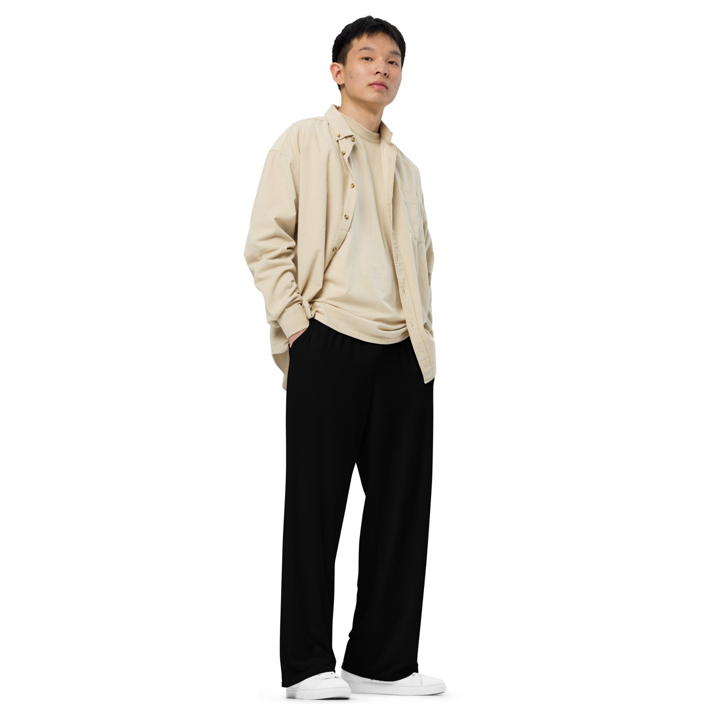 All-over print wide-leg pants
