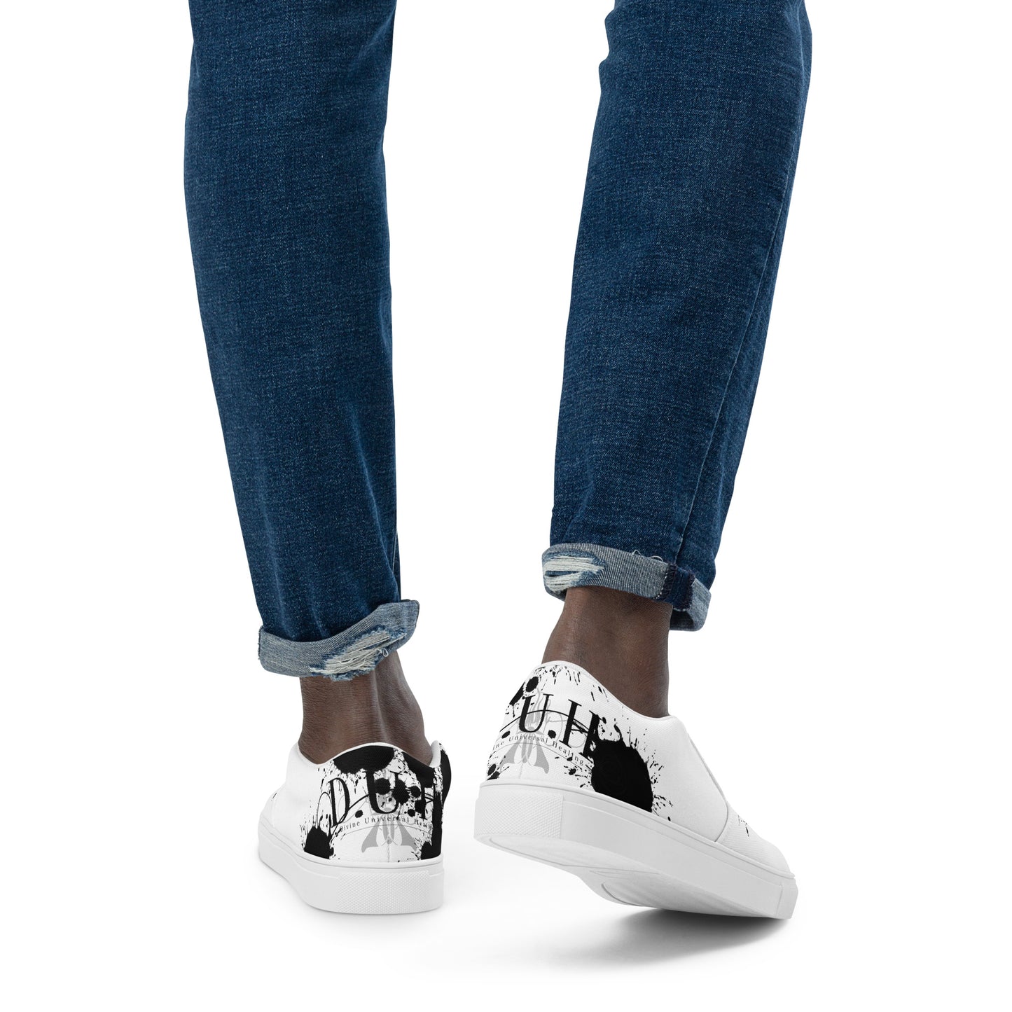 1 B/W 2 spotted Men’s slip-on canvas shoes
