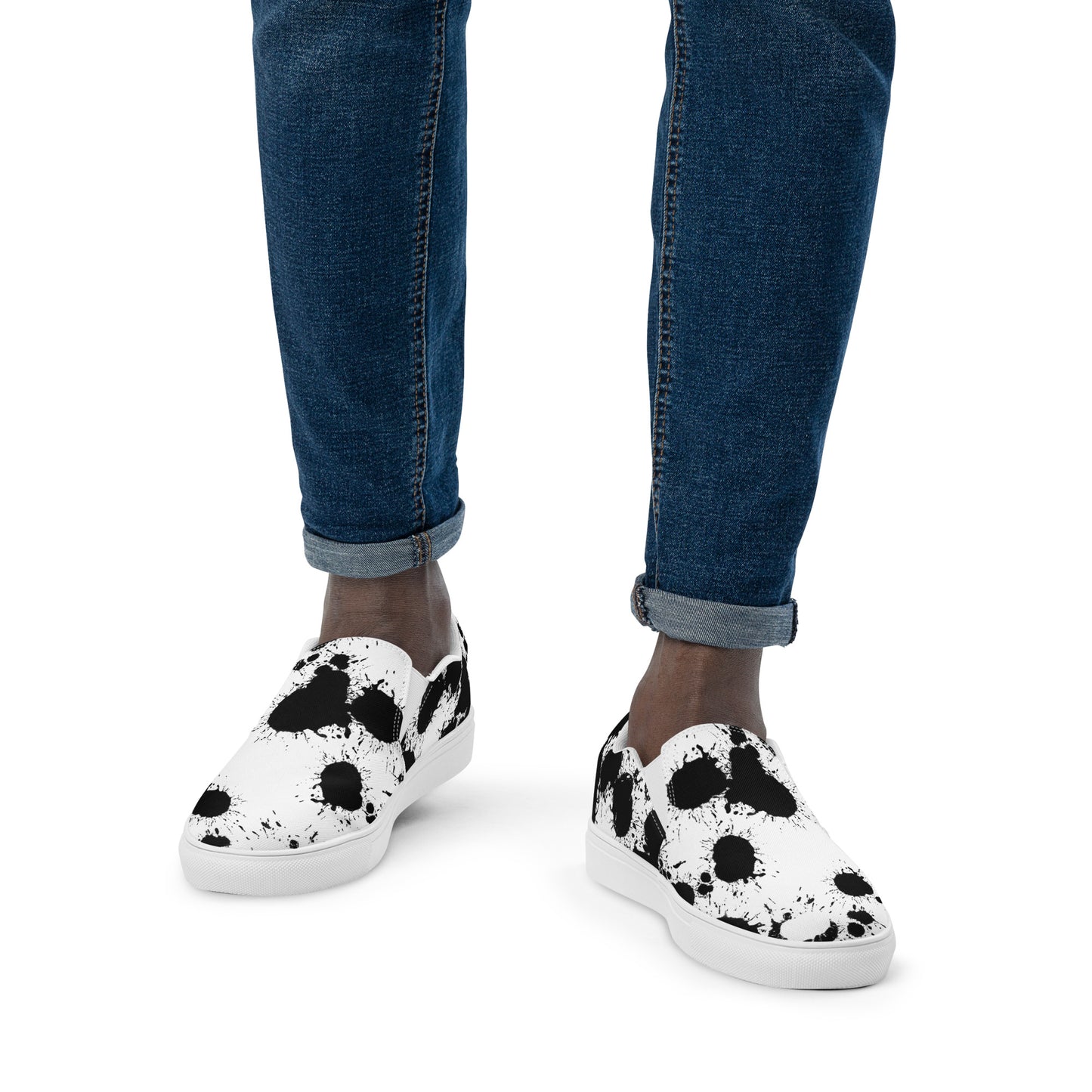 1 B/W 2 spotted Men’s slip-on canvas shoes