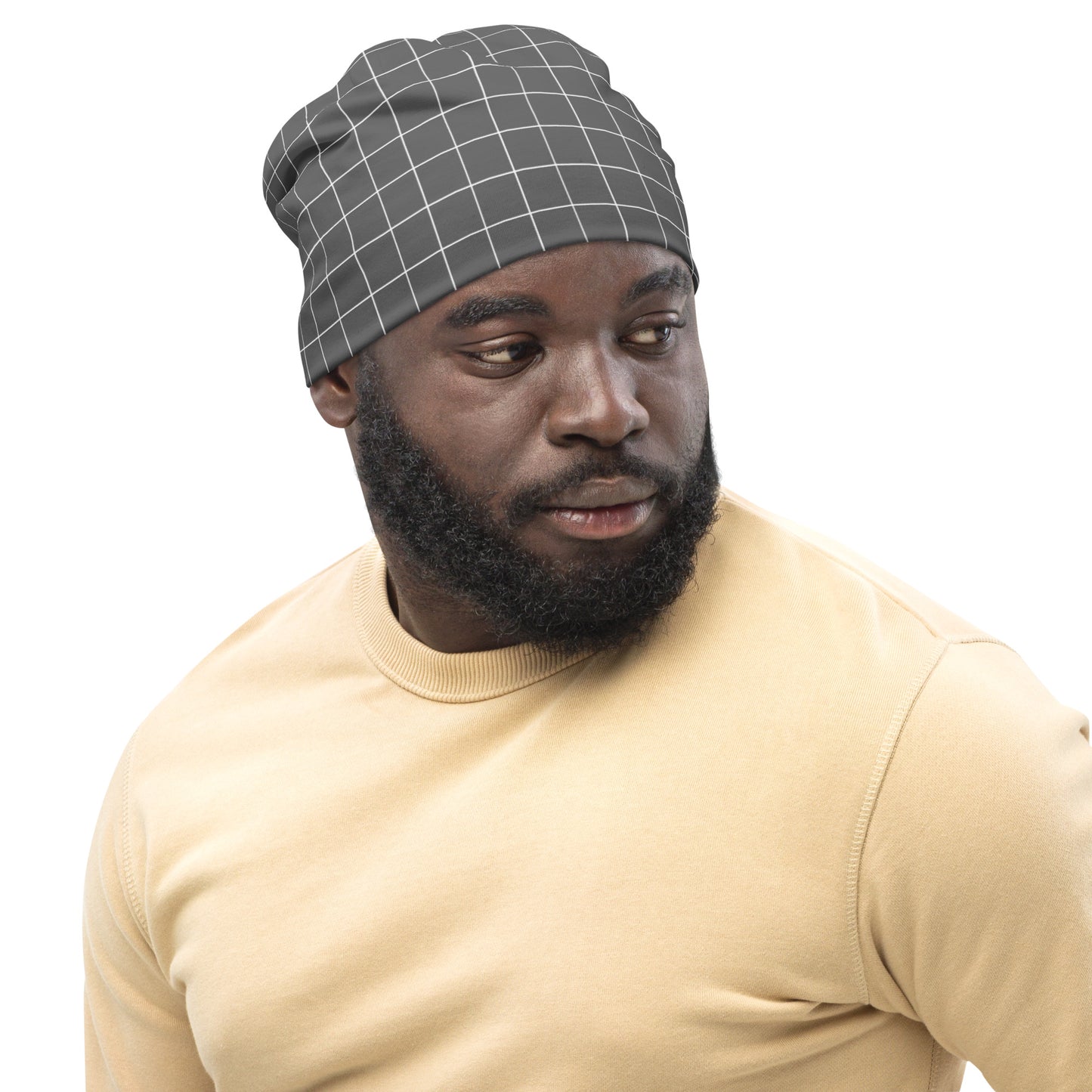 DUH B Gray All-Over Print Beanie
