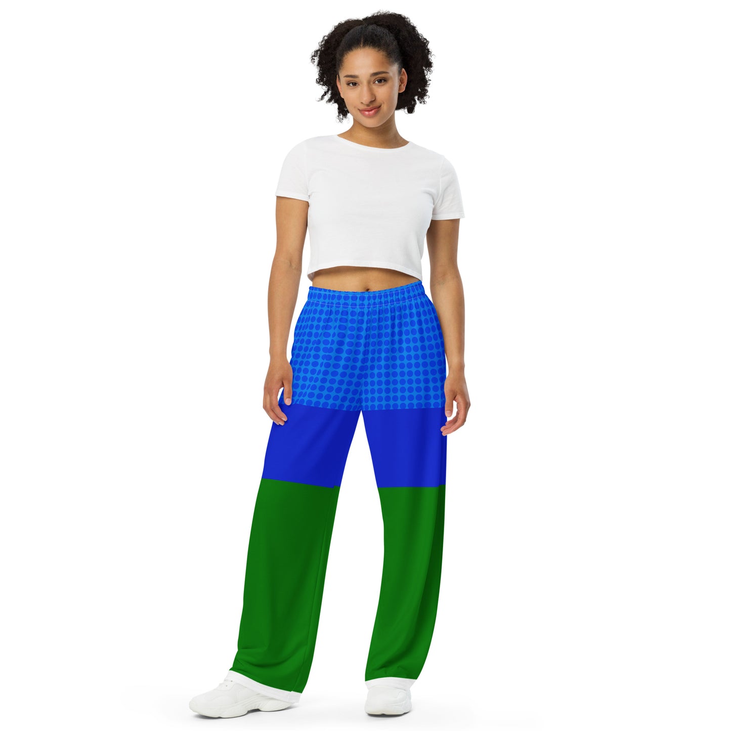 2-1 All-over print wide-leg pants