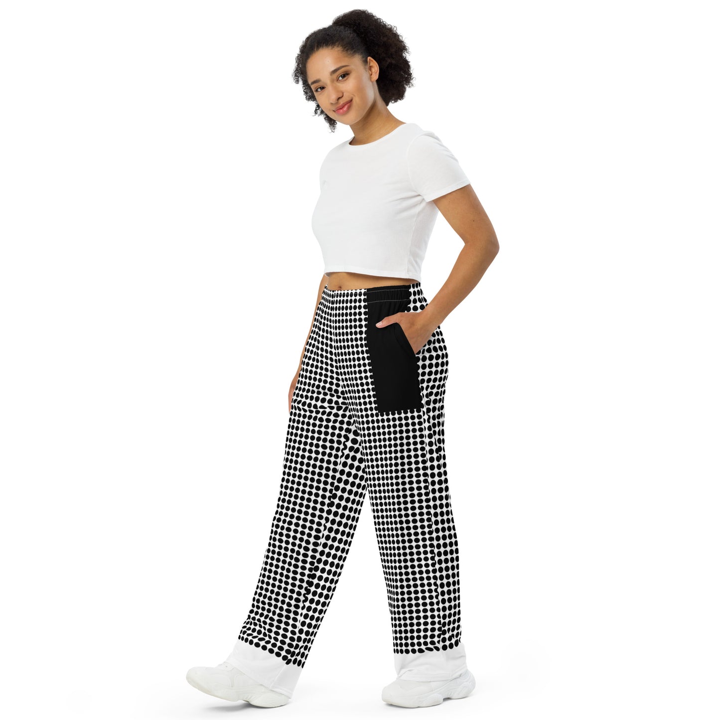 All-over print wide-leg pants