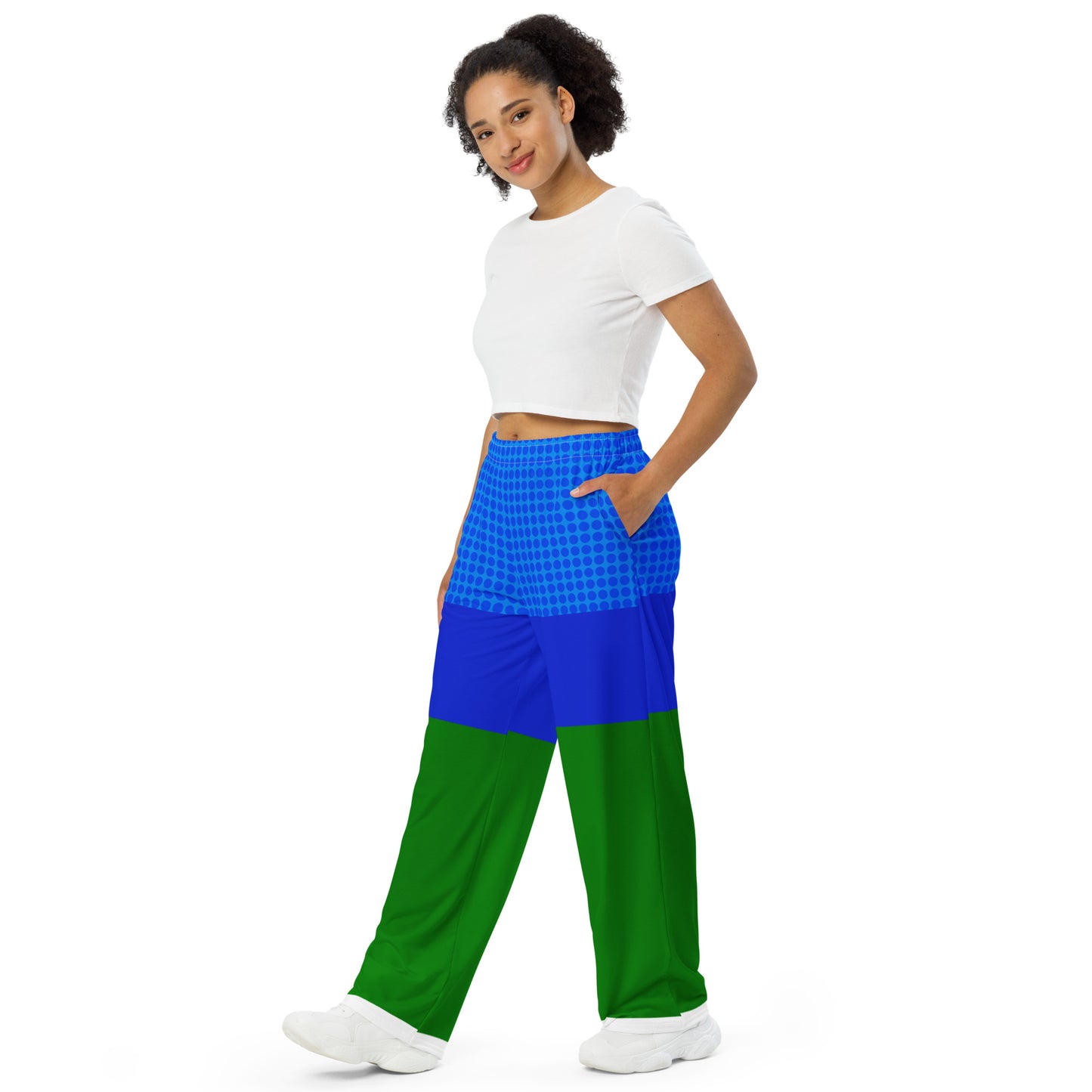 2-1 All-over print wide-leg pants