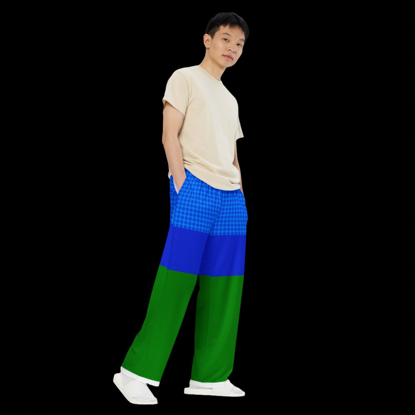 2-1 All-over print wide-leg pants