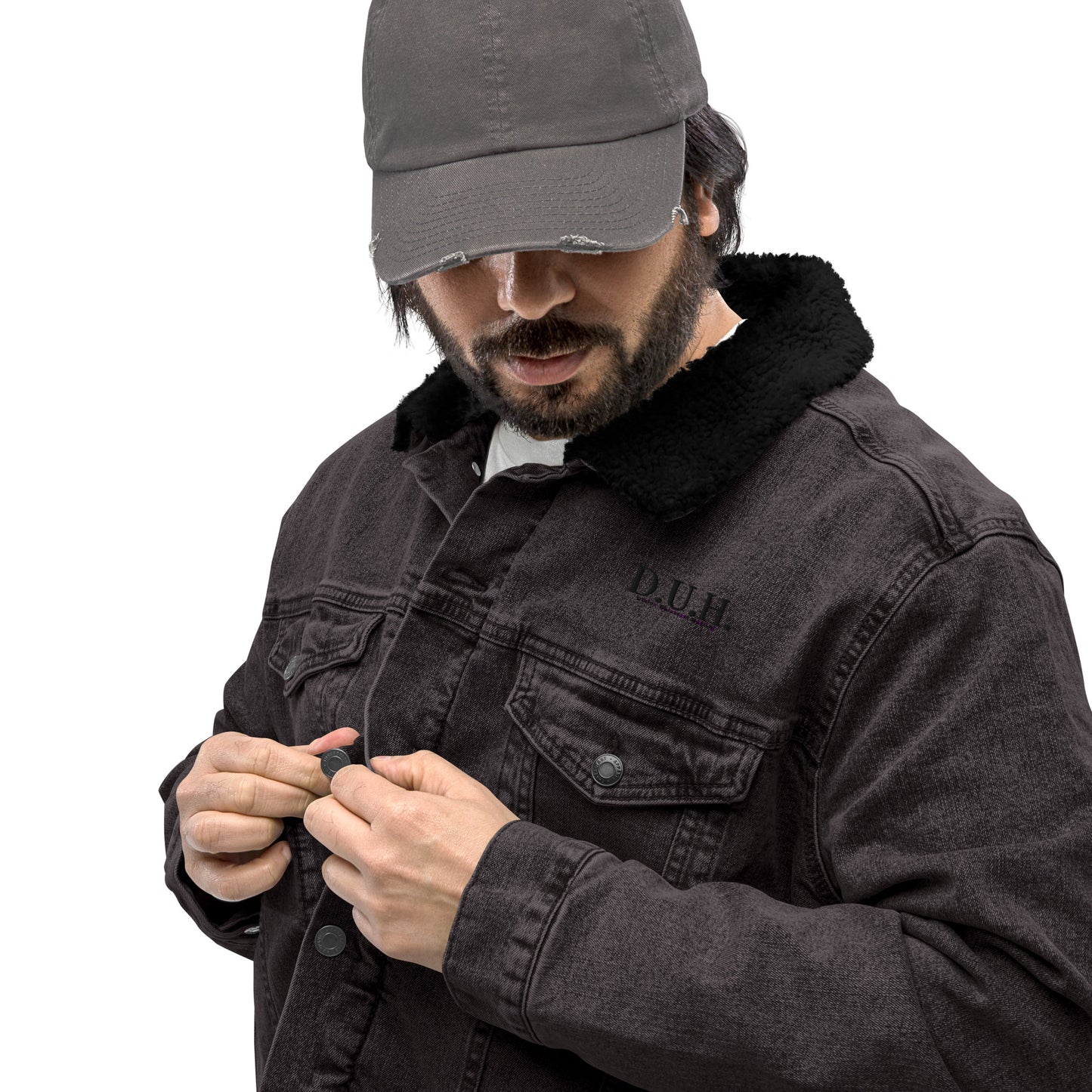 1 B/W Black denim sherpa jacket