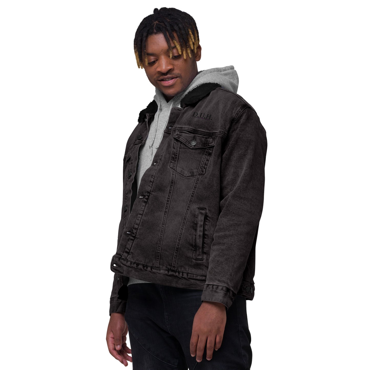 1 B/W Black denim sherpa jacket