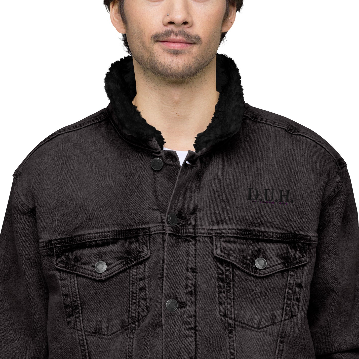 1 B/W Black denim sherpa jacket