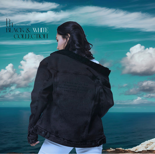 1 B/W Black denim sherpa jacket