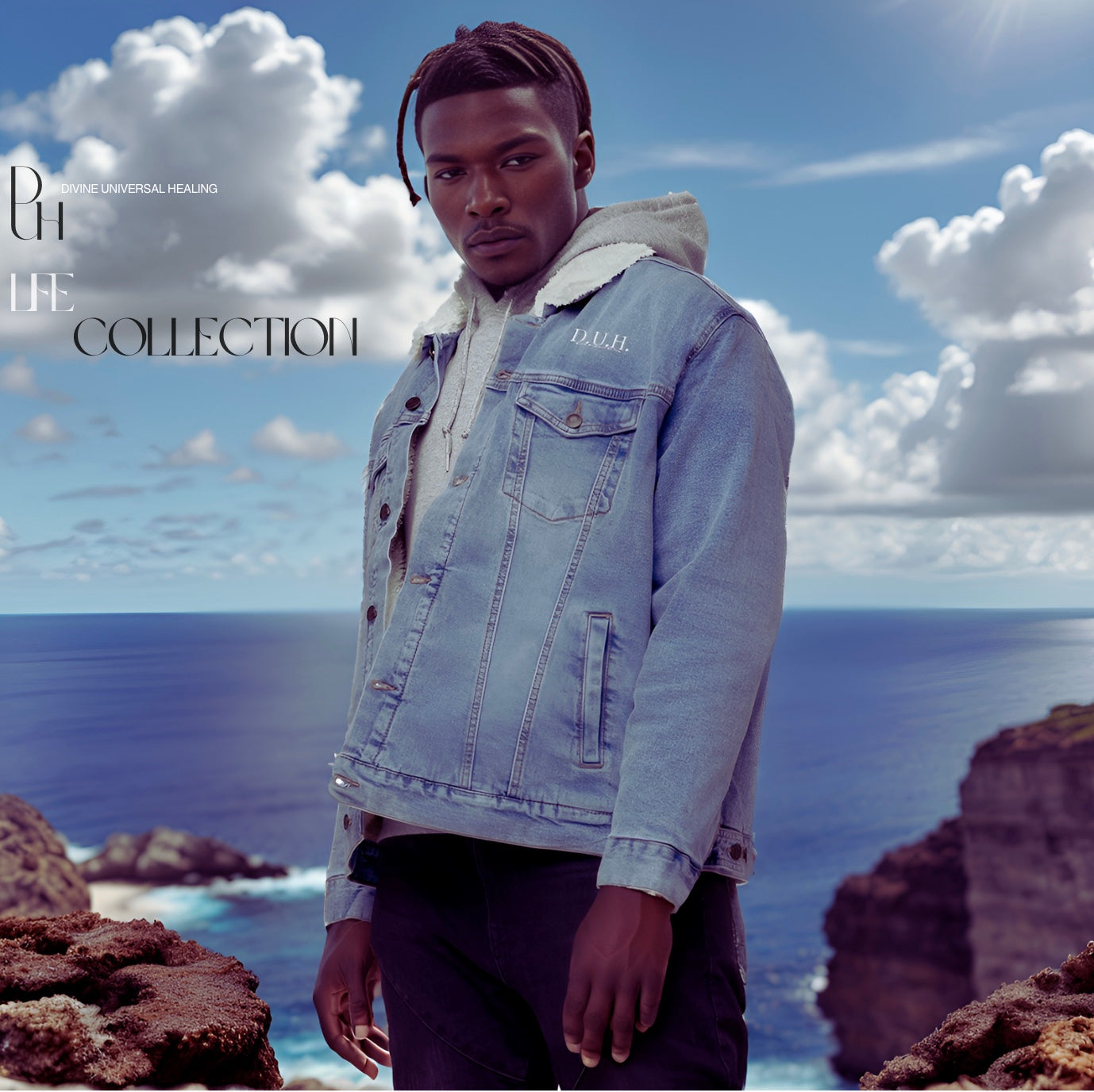 DUH Unisex denim sherpa jacket Between a Smile and Tear