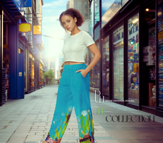 6 All-over print wide-leg pants
