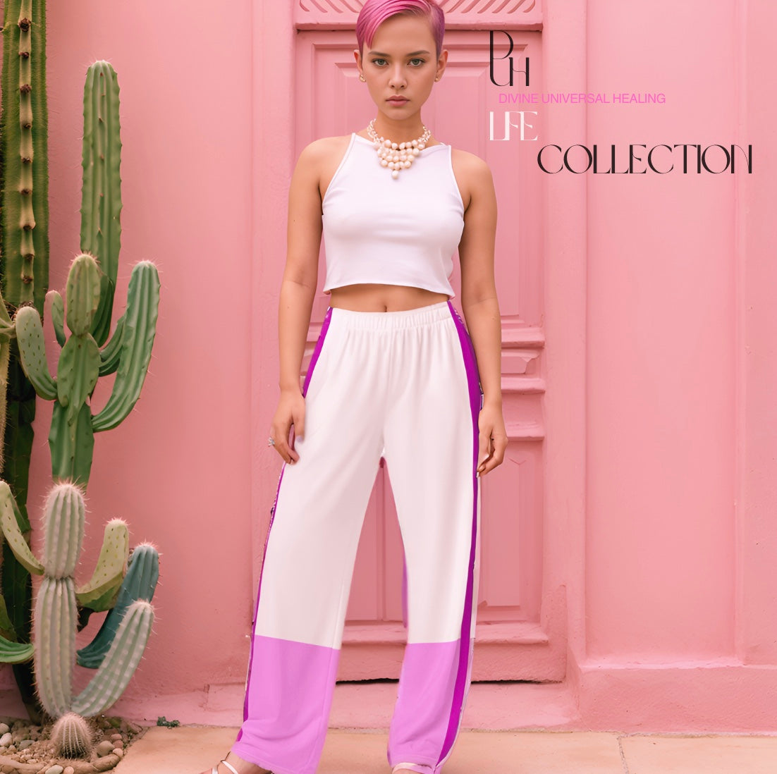 9 All-over print wide-leg pants