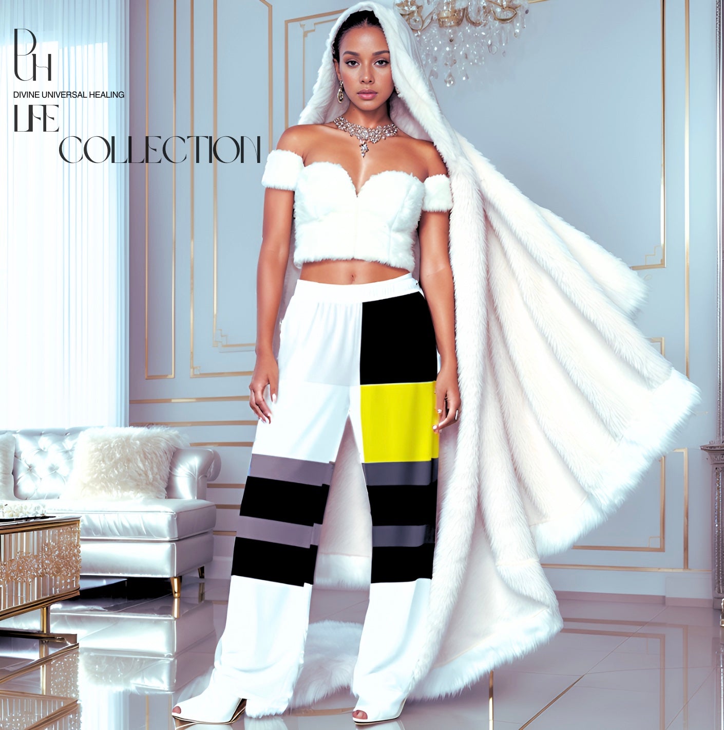 So Yellow All-over print wide-leg pants