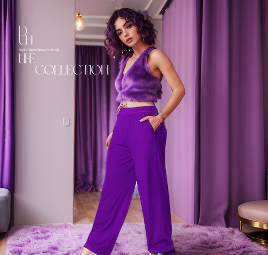 All-over print wide-leg pants