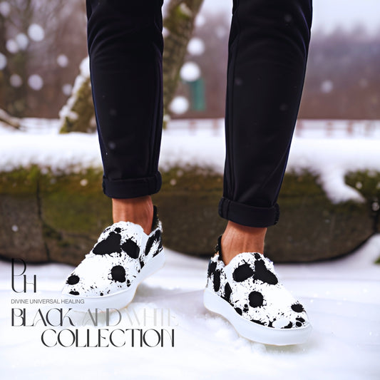 1 B/W 2 spotted Men’s slip-on canvas shoes