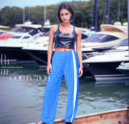5-1 DUH B Blue All-over print wide-leg pants
