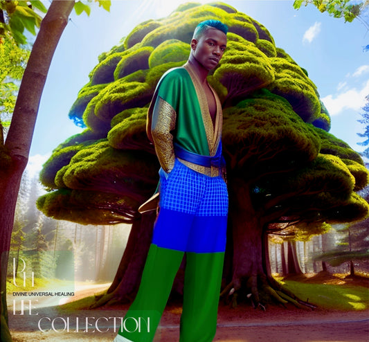 2-1 All-over print wide-leg pants