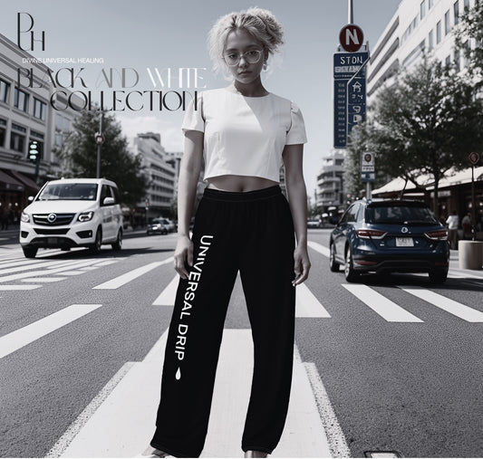 1 B/W All-over wide-leg pants