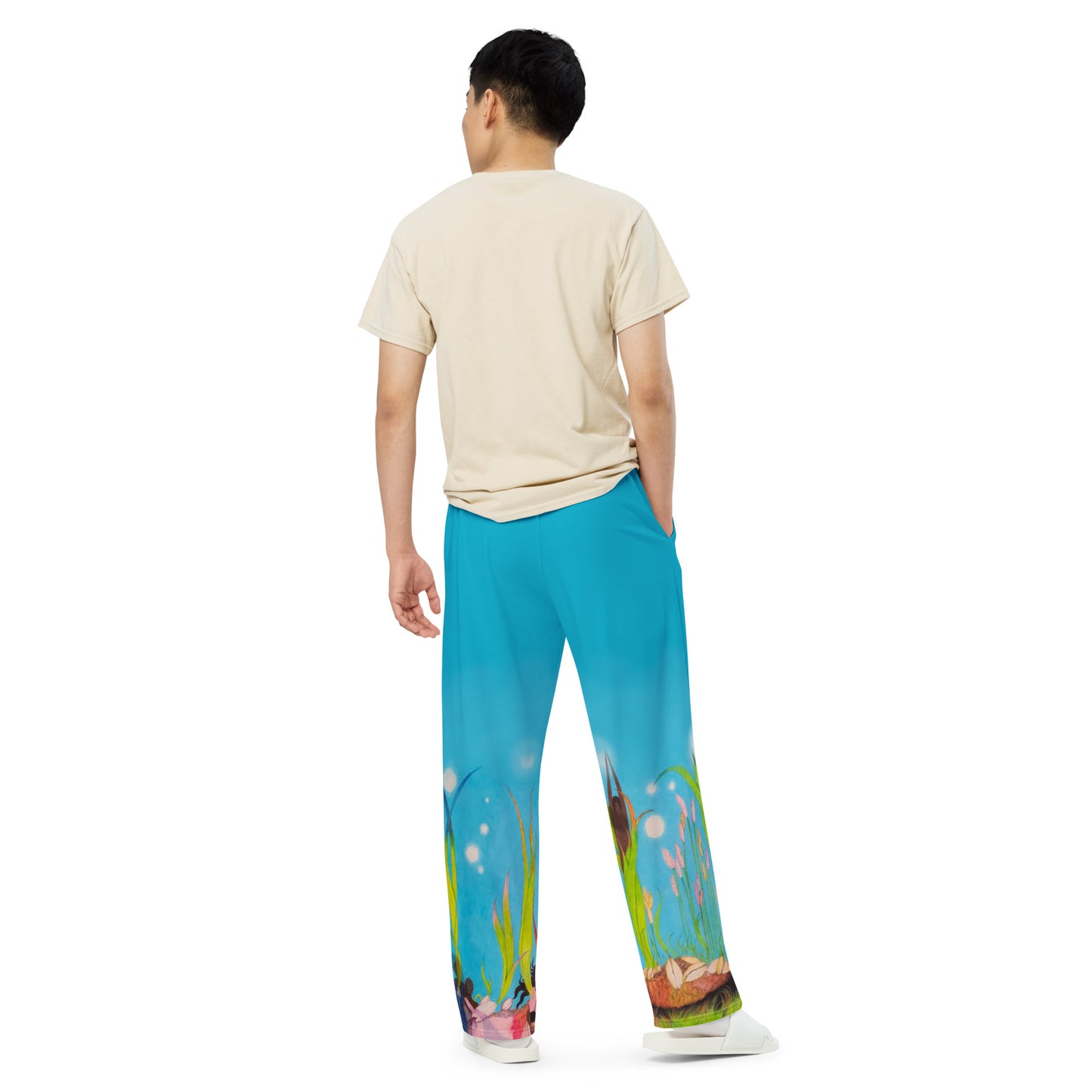 6 All-over print wide-leg pants