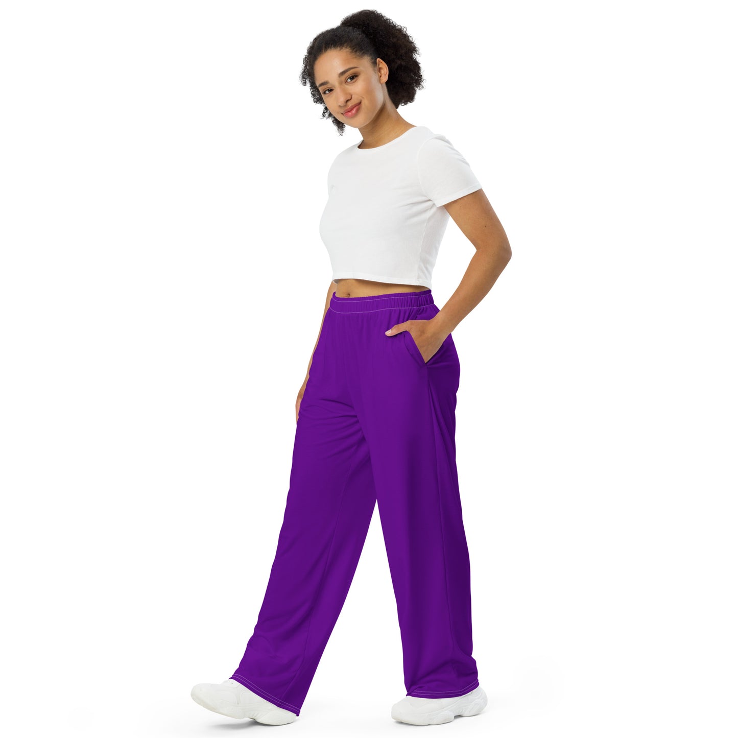 All-over print wide-leg pants