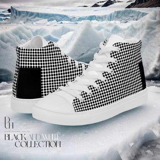 1 B/W Men’s high top canvas shoes