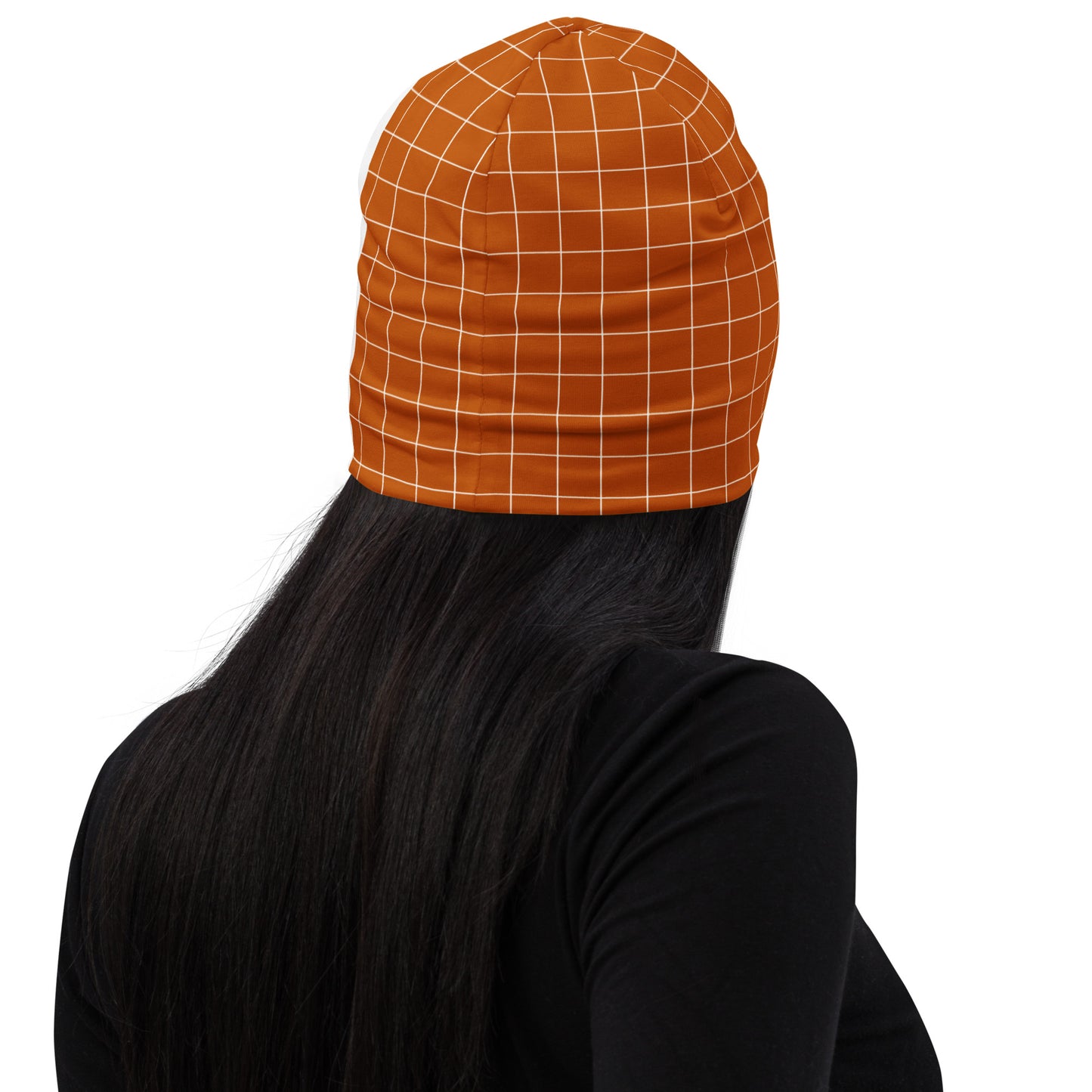 3 DUH B Orange All-Over Print Beanie