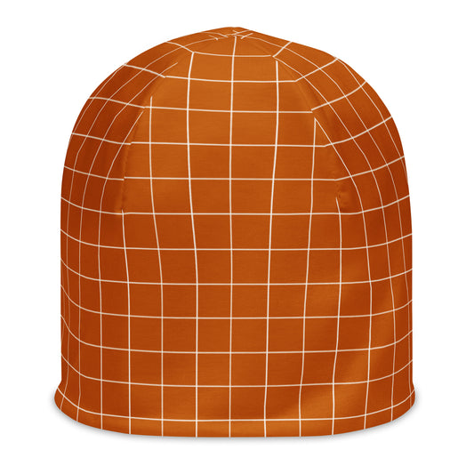 3 DUH B Orange All-Over Print Beanie