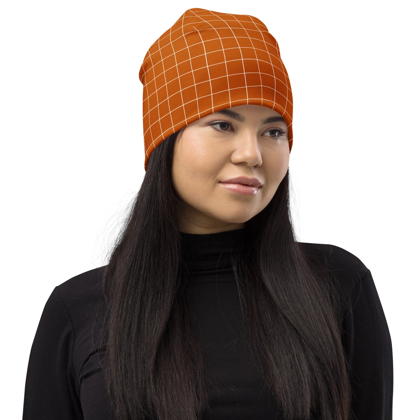 3 DUH B Orange All-Over Print Beanie
