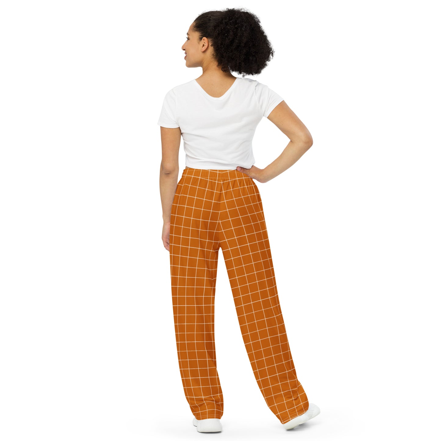 3 DUH B Orange All-over print wide-leg pants