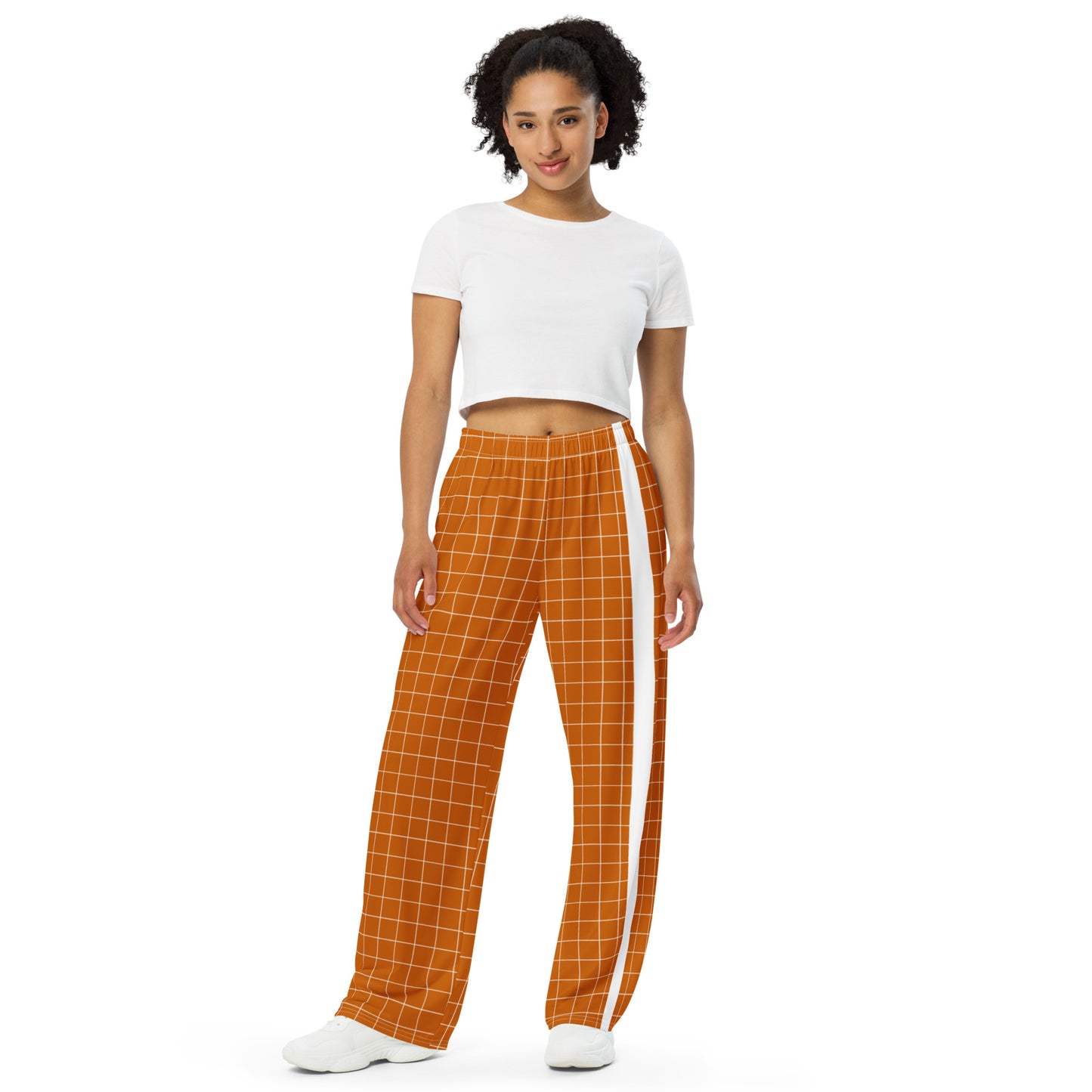 3 DUH B Orange All-over print wide-leg pants