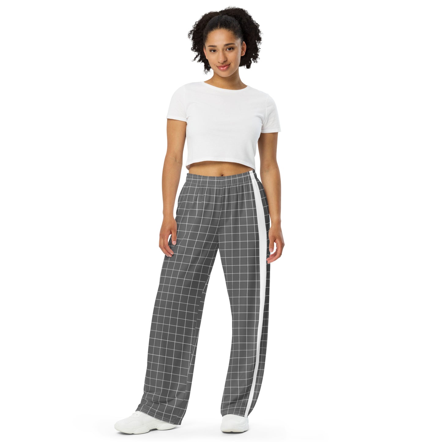 DUH B Gray All-over print unisex wide-leg pants