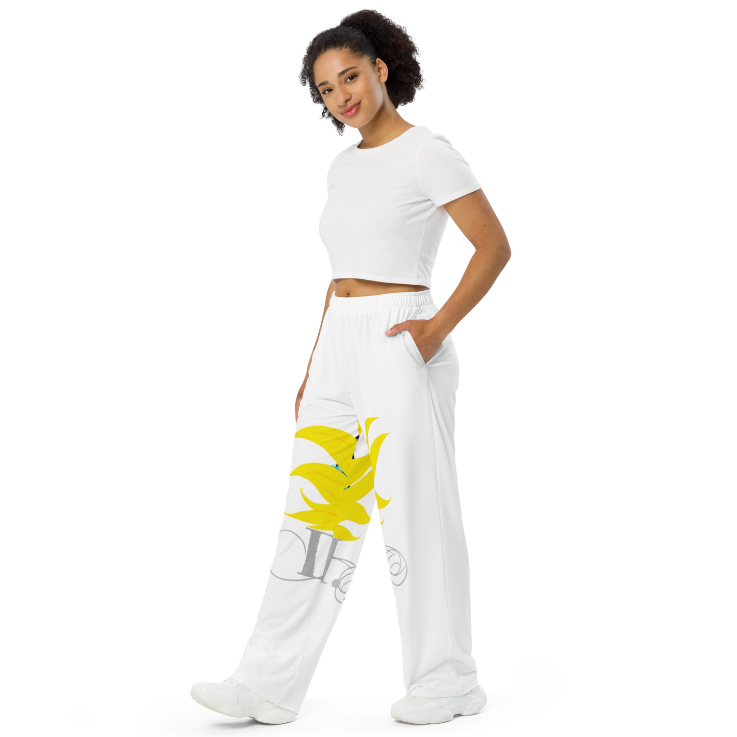 So Yellow All-over print wide-leg pants