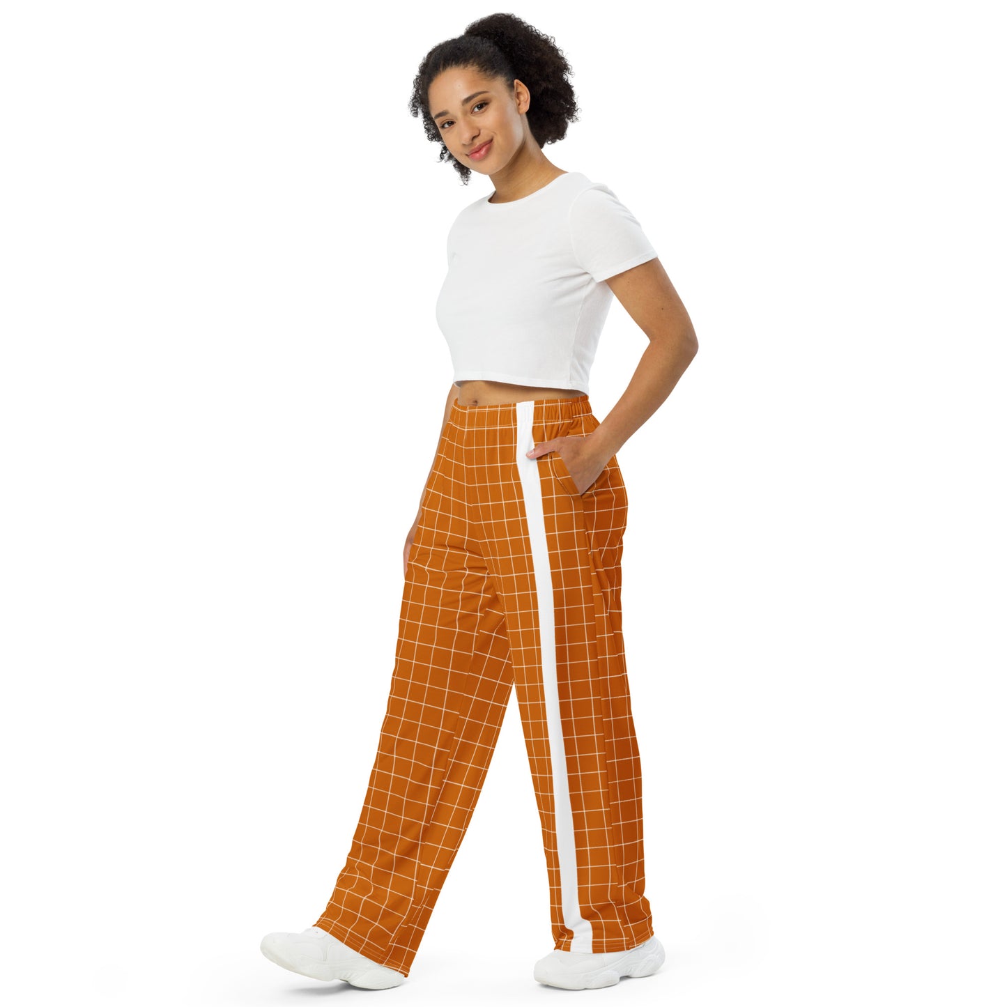 3 DUH B Orange All-over print wide-leg pants