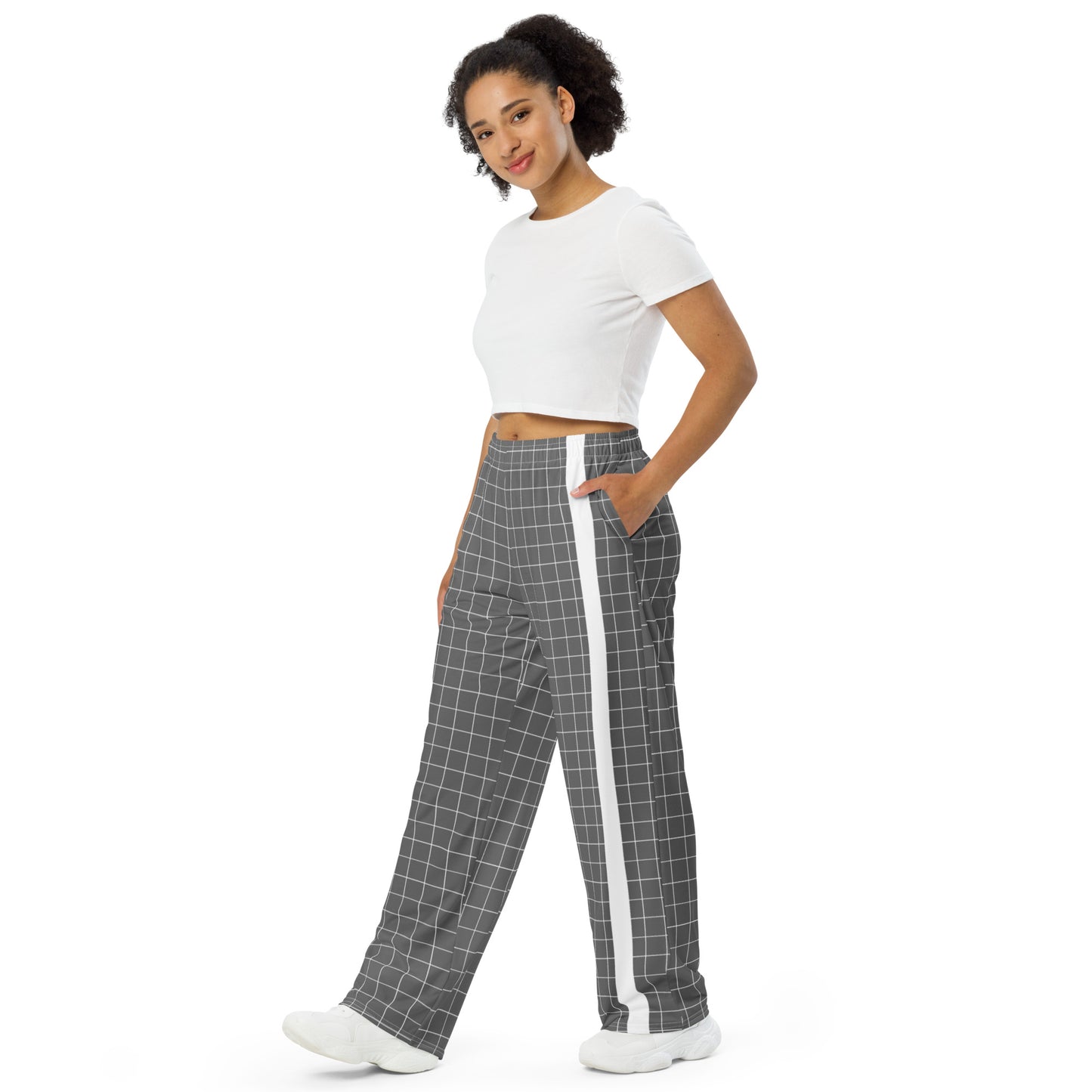 DUH B Gray All-over print unisex wide-leg pants