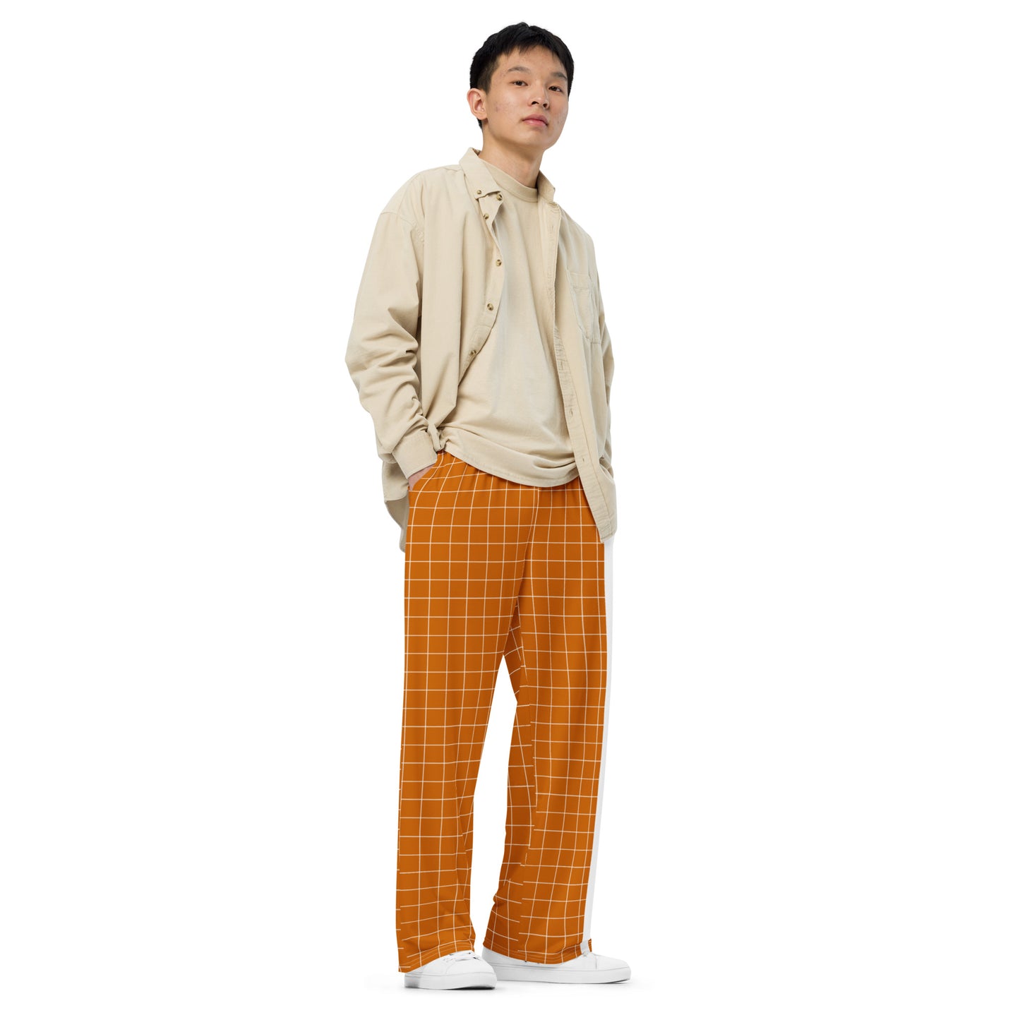 3 DUH B Orange All-over print wide-leg pants
