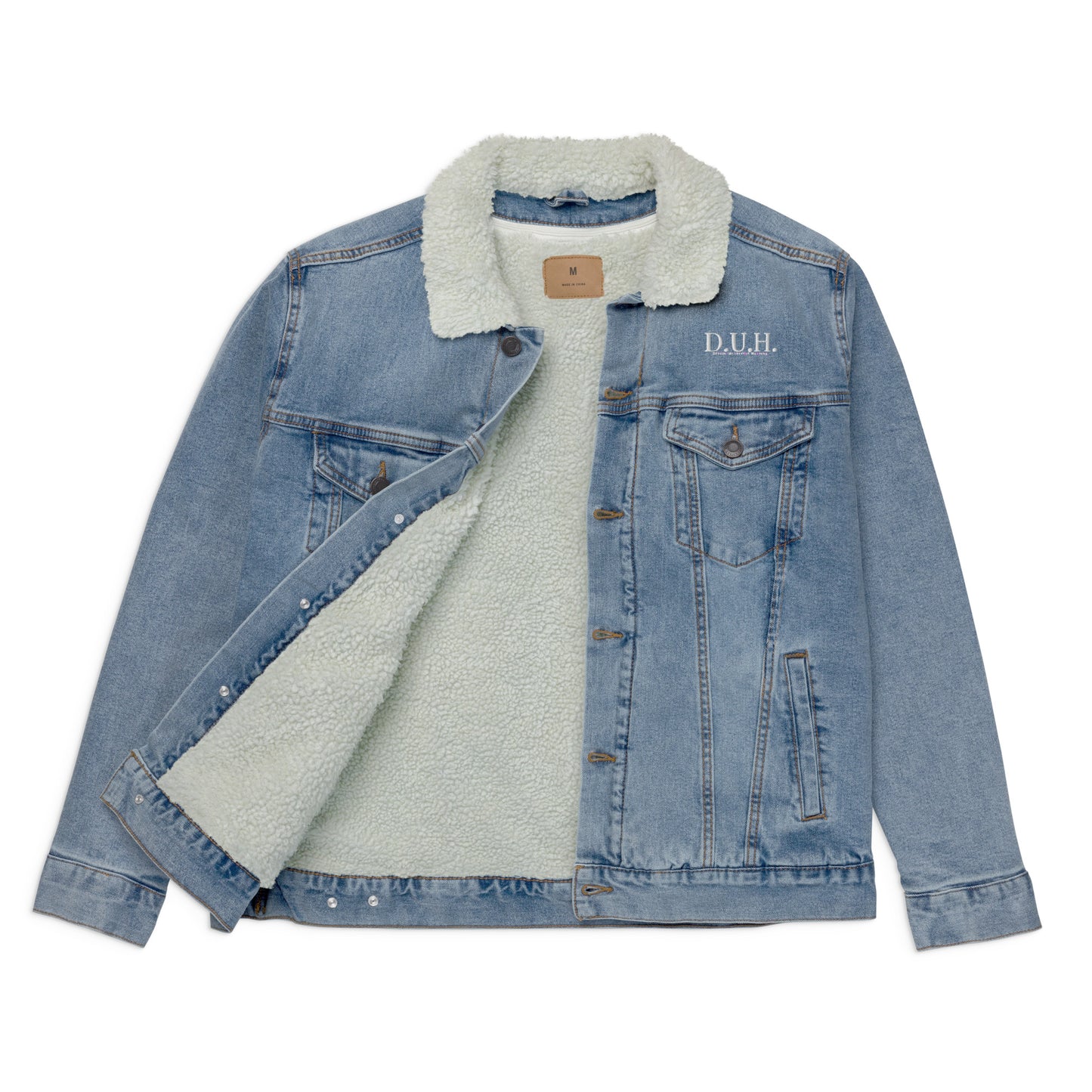 DUH Unisex denim sherpa jacket Between a Smile and Tear