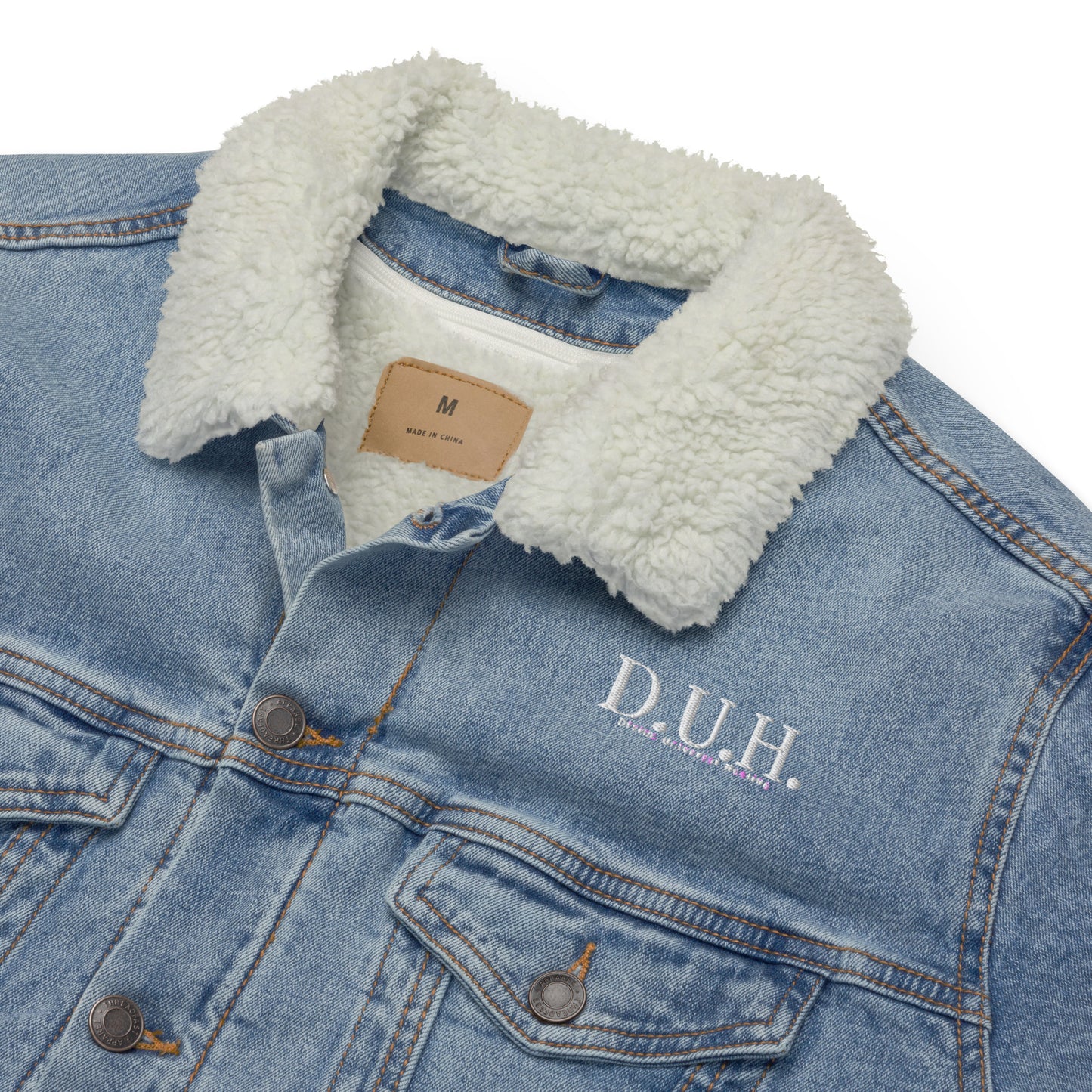 DUH Unisex denim sherpa jacket Between a Smile and Tear